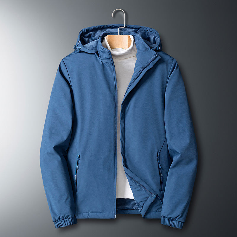 Men's Lightweight Softshell Jacket with Hood, Wind and Water Resistant Mune Fashion