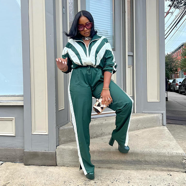 Women cropped sporty bomber jacket with full zip and fitted drawstring Mune Fashion
