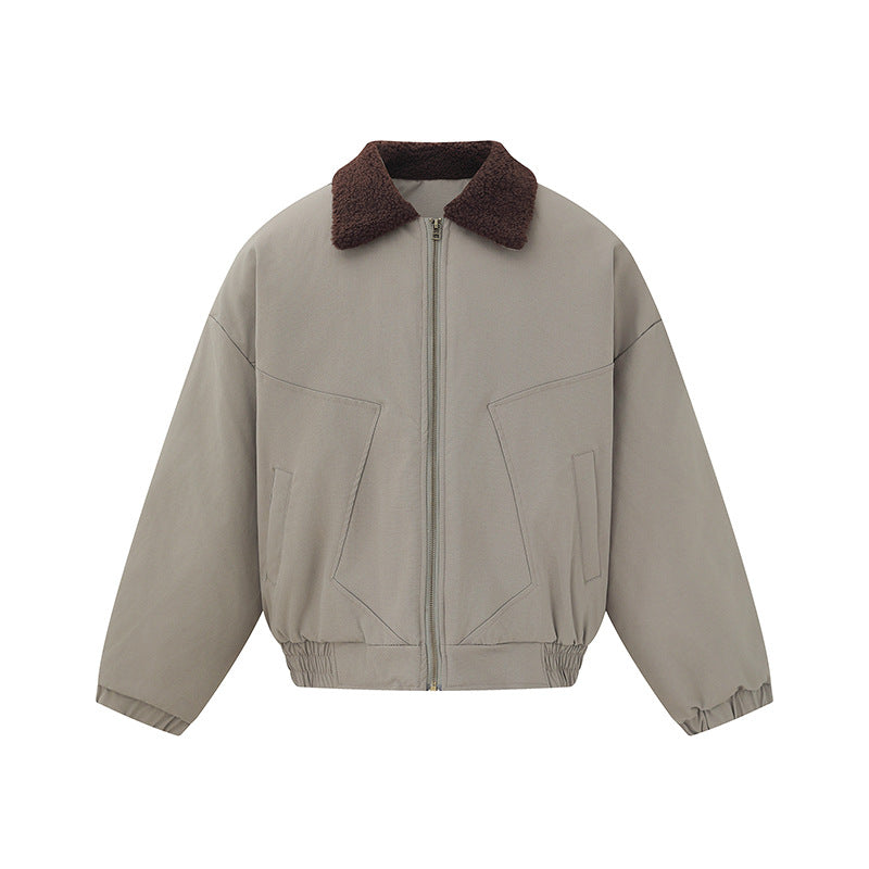 Unisex short bomber jacket in boxy cut with teddy collar Mune Fashion