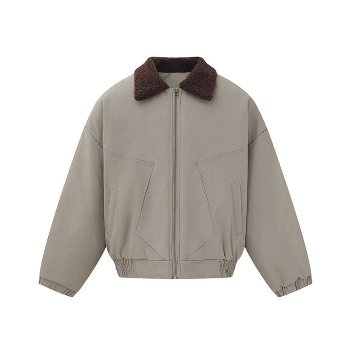 Unisex short bomber jacket in boxy cut with teddy collar Mune Fashion