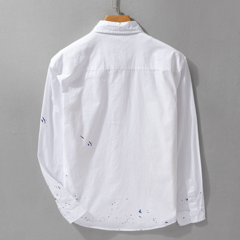 Men's shirt with artistic paint splatter and classic kent collar Mune Fashion