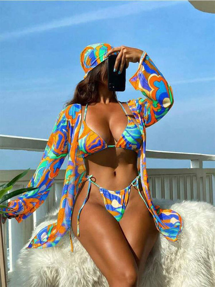 Women's Colorful Bikini Set with Stylish Cover-Up Mune Fashion