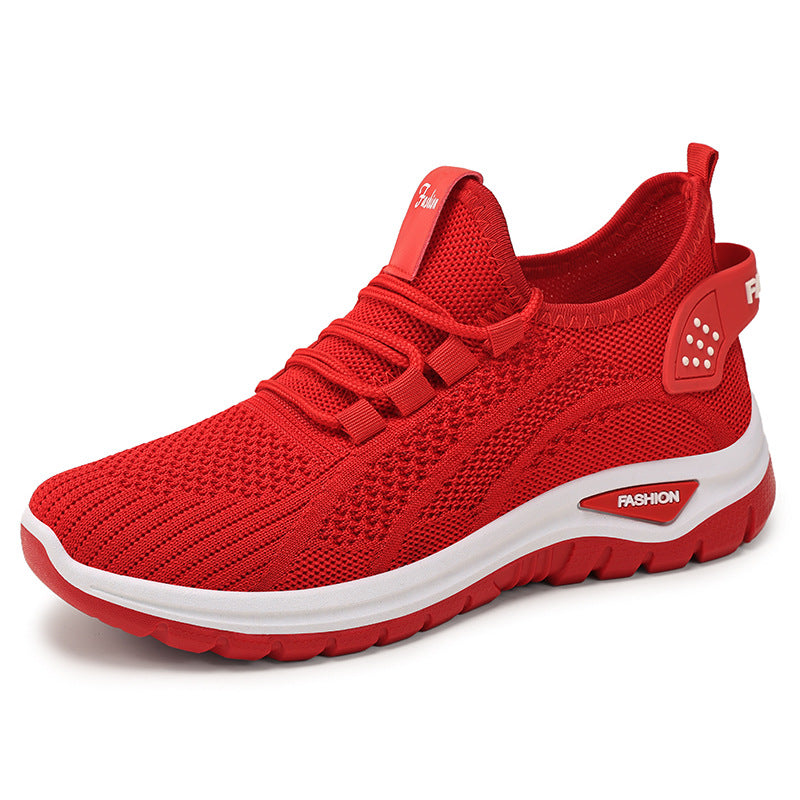 Women's sock-like knit-fit sneakers with elastic lacing, perforated heel reinforcement, and cushioned platform sole Mune Fashion