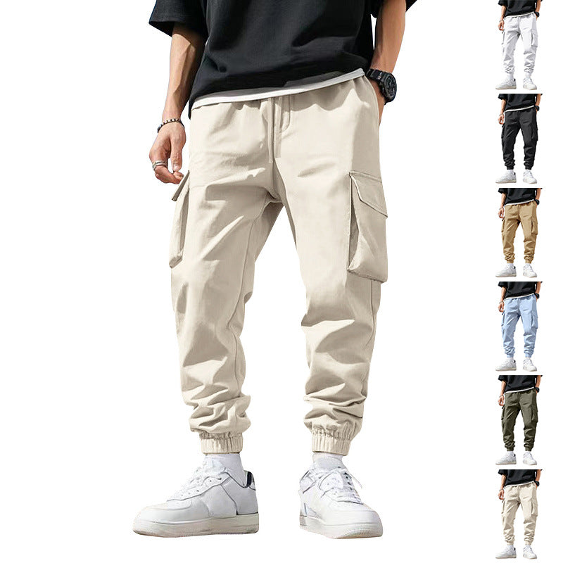 Men's Cargo Jogger Pants with elastic drawstring waistband, patch flap pockets and ribbed leg cuffs Mune Fashion