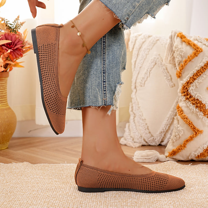 Women's breathable knitted ballerina with memory insole, flexible toe area and non-slip lightweight sole Mune Fashion