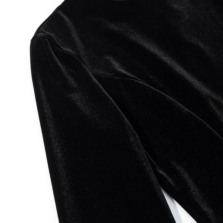 Women's velvet blouse with lace insert and asymmetrical lace hem Mune Fashion