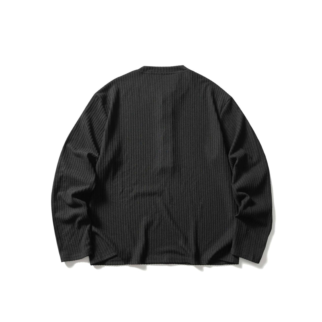Unisex Ribbed Henley Sweater with Round Neck and Continuous Button Placket Mune Fashion