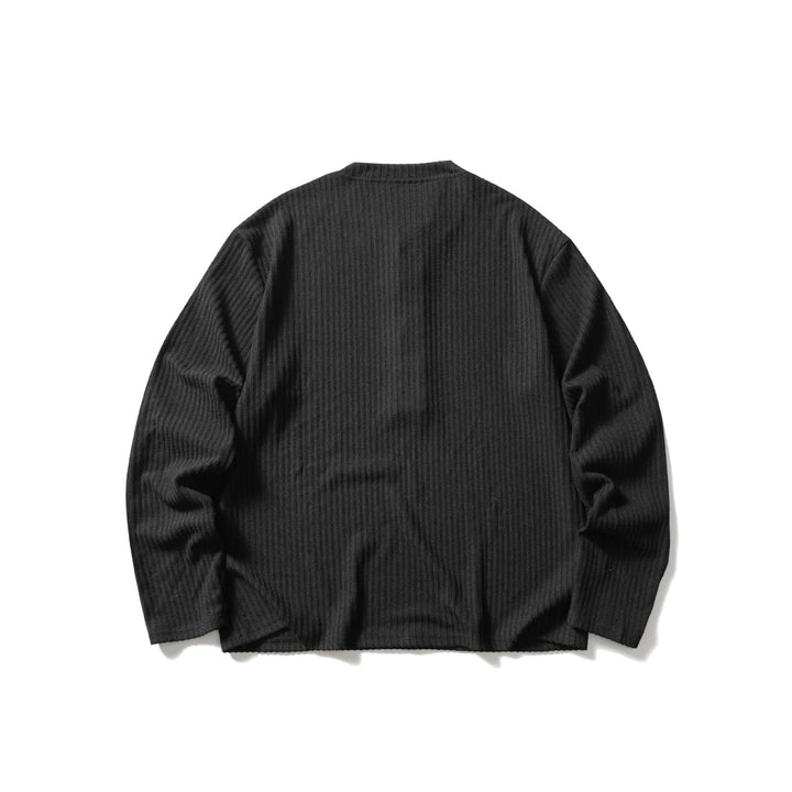Unisex Ribbed Henley Sweater with Round Neck and Continuous Button Placket Mune Fashion