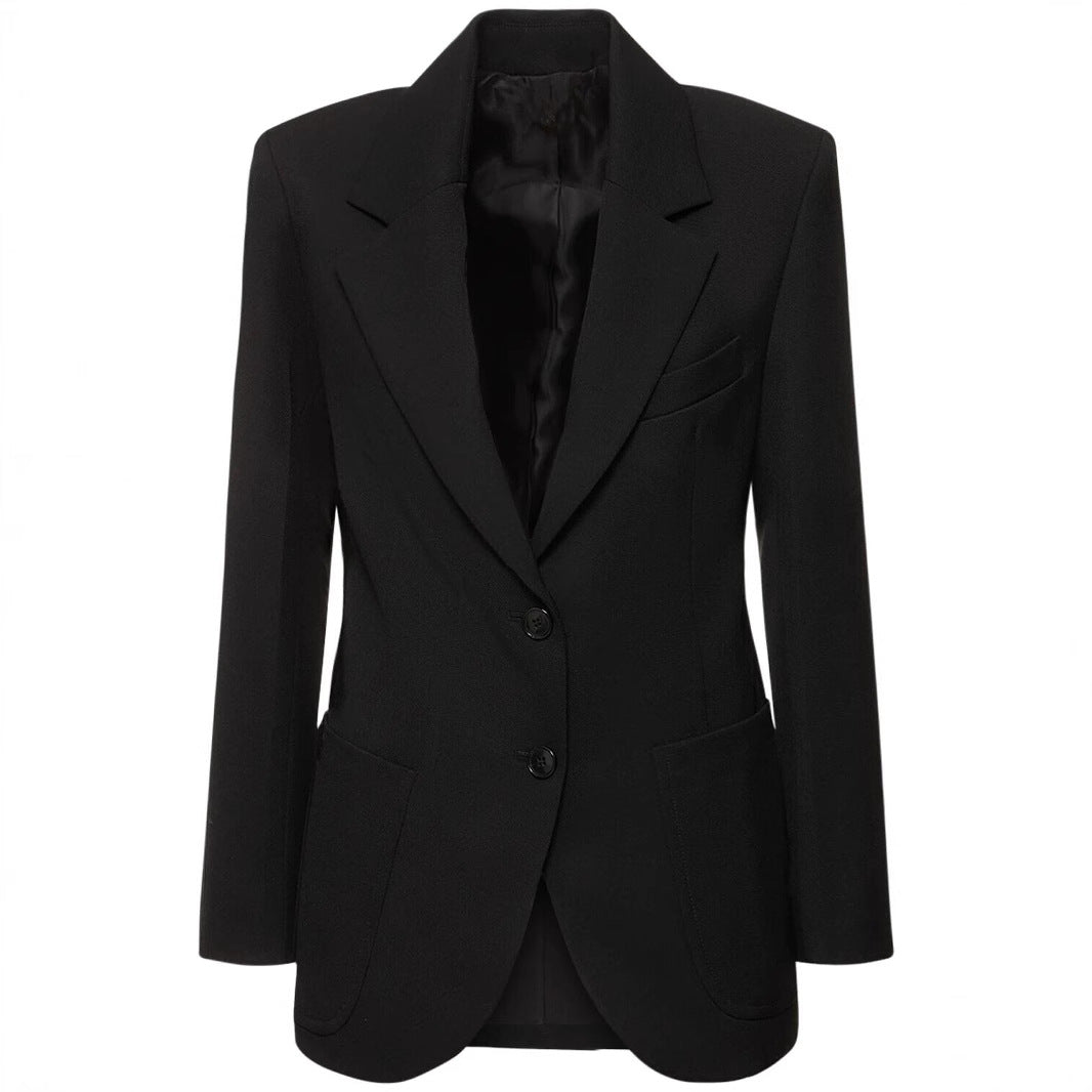 Women Two-Piece Suit Set in Precise Tailoring with Wide Flare and Narrow Shoulder Mune Fashion
