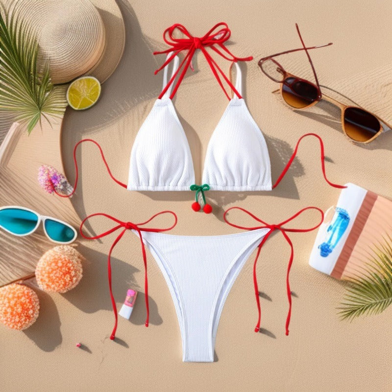 Women's Triangle Bikini Set with Playful Knot Design Mune Fashion