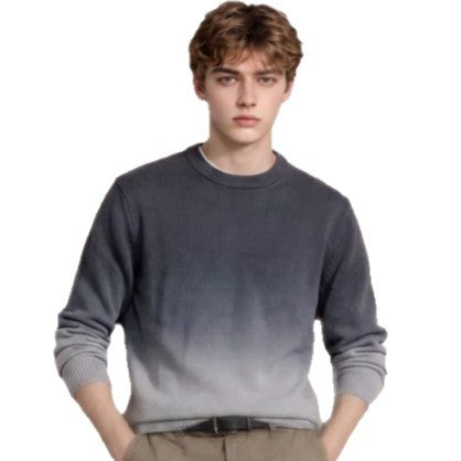 Men's fine knit sweater with dip-dye effect and round neckline Mune Fashion