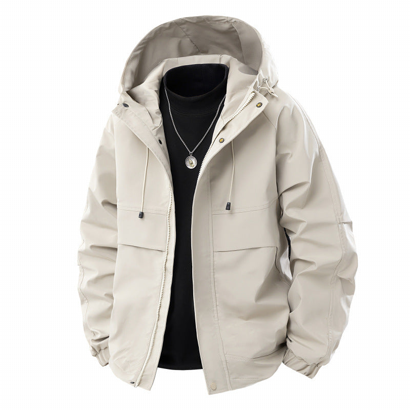 Men's Minimalist Tech Softshell Parka with Hood, Concealed Zipper and Cargo Chest Pockets Mune Fashion
