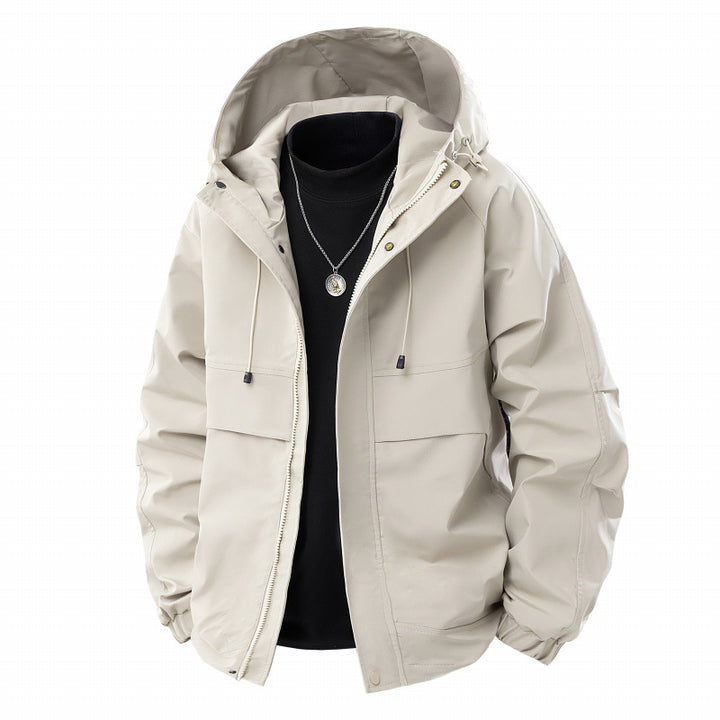 Men's Minimalist Tech Softshell Parka with Hood, Concealed Zipper and Cargo Chest Pockets Mune Fashion