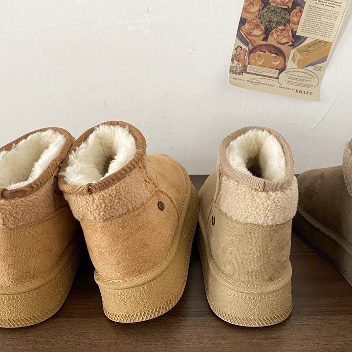Women Insulated Ankle Winter Boots in Slipper Look with Faux Fur Lining and Non-Slip Profile Sole Mune Fashion