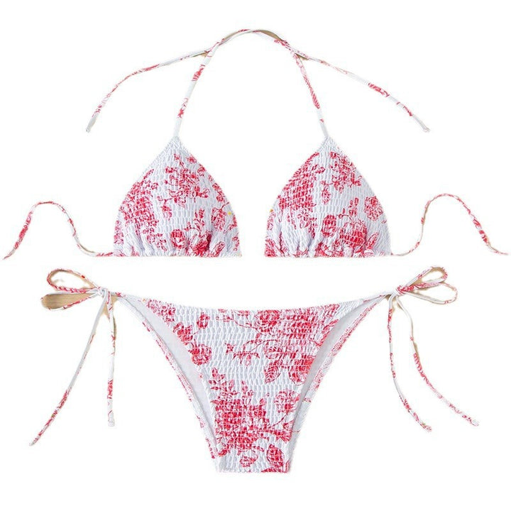 Women's Triangle Bikini with sophisticated tie straps and floral design Mune Fashion