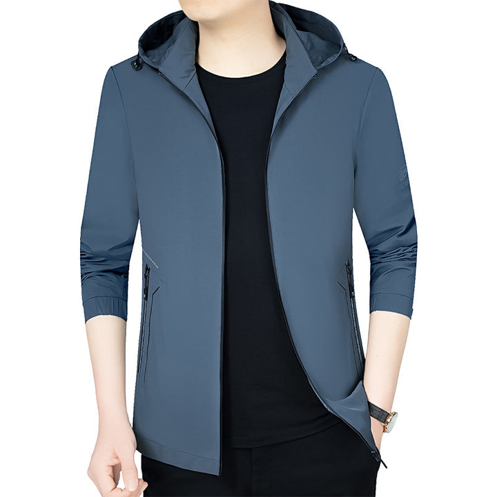 Men's lightweight hooded jacket in urban travel style with three-quarter sleeves Mune Fashion