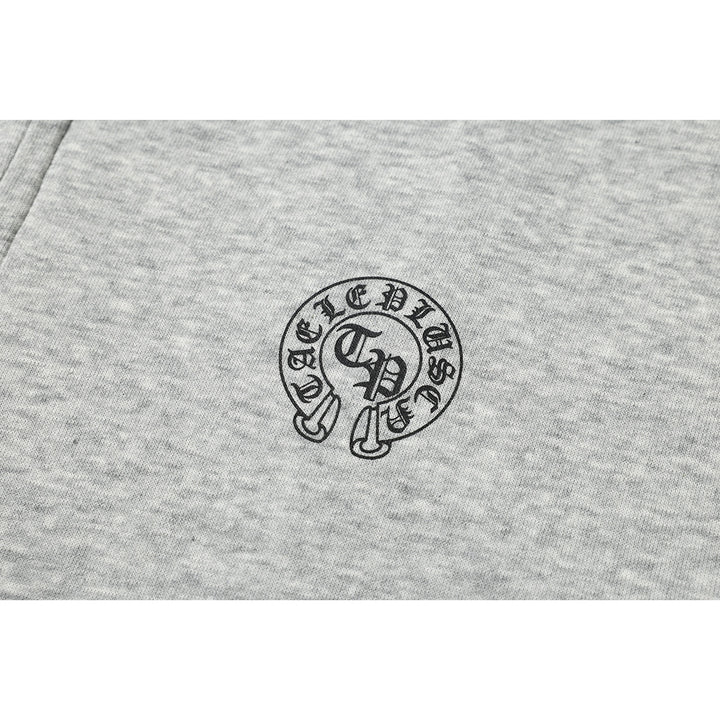 Unisex hooded sweatshirt in urban gothic print with ribbed hem Mune Fashion