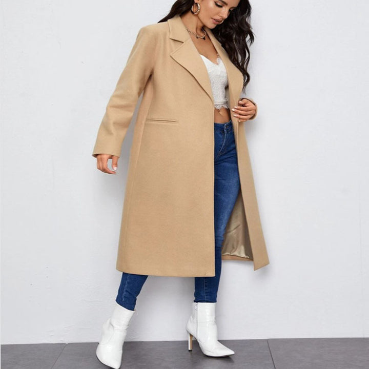 Women's Maxi Length Single Breasted Coat in Minimalist Tailoring with Concealed Button Placket and Side Pockets Mune Fashion