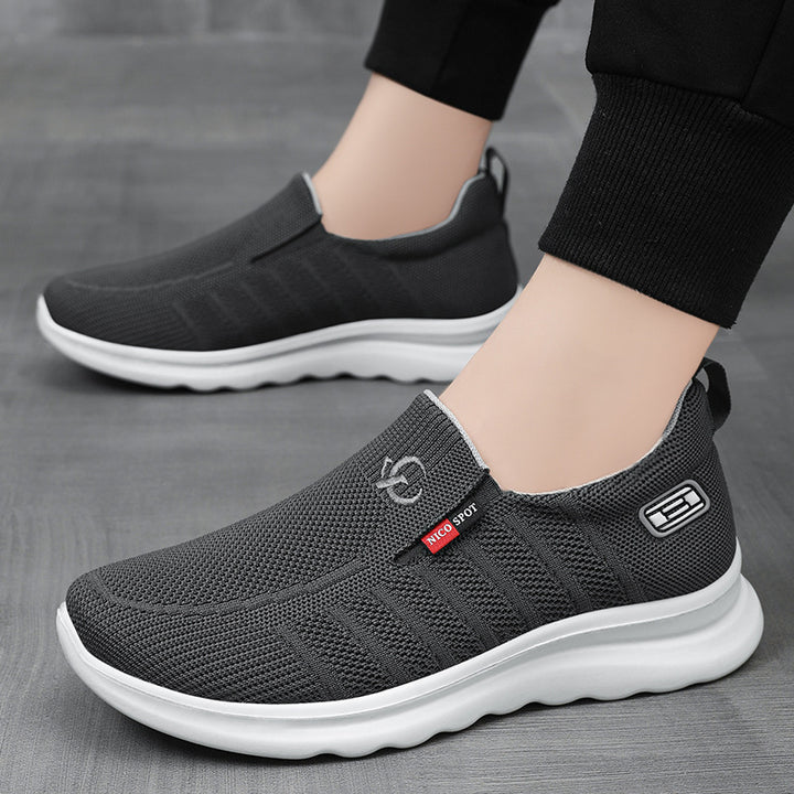 Men's breathable slip-on knit casual shoe with elastic entrance, padded comfort insole, and non-slip wave running sole Mune Fashion