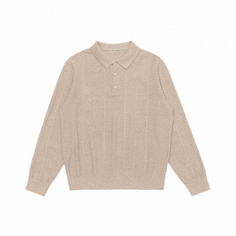 Men's fine knit polo shirt with Henley button placket, ribbed cuffs, and slightly boxy fit Mune Fashion