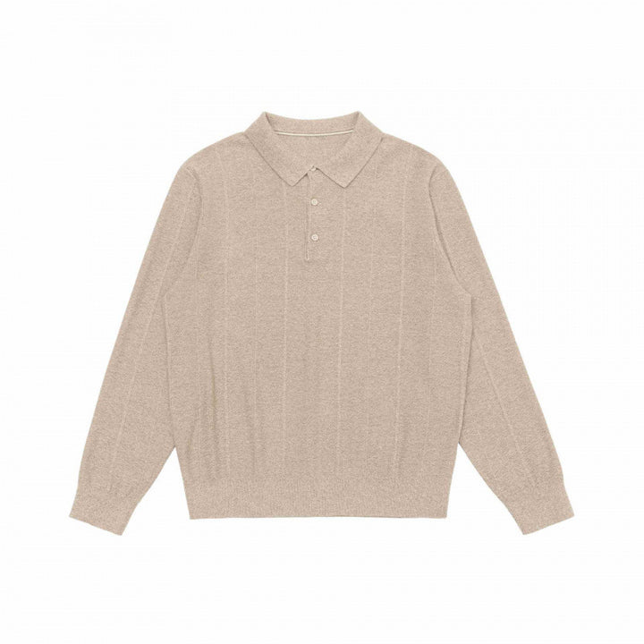 Men's fine knit polo shirt with Henley button placket, ribbed cuffs, and slightly boxy fit Mune Fashion