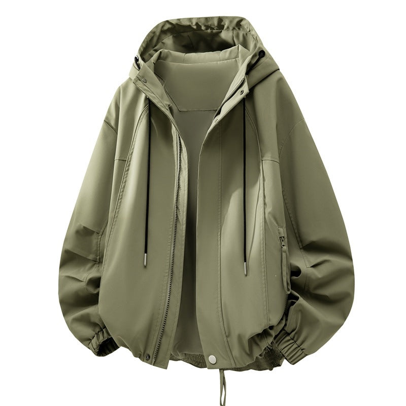 Unisex Oversize Rain and Wind Jacket with Hood, Water-Repellent Functional Membrane Mune Fashion