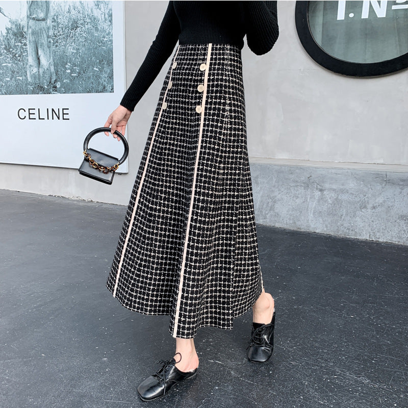 Ladies Long A-Line Skirt with Button Details Mune Fashion