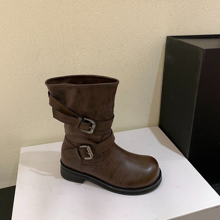 Women Stylish Ankle Boots with Buckle Details Mune Fashion