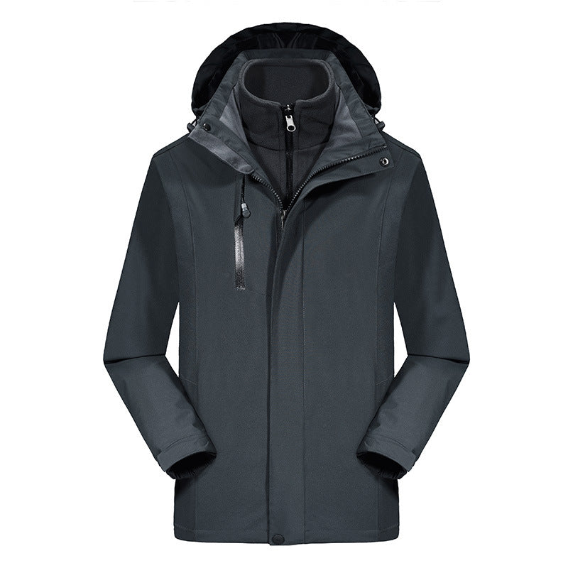 Men's three-piece softshell winter jacket with removable fleece inner jacket and detachable hood Mune Fashion