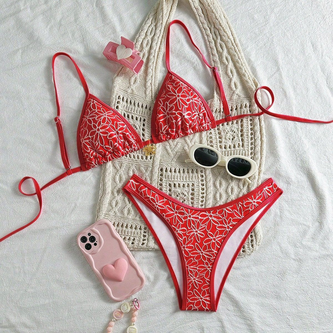 Women Flower-Decorated Bikini Set Mune Fashion