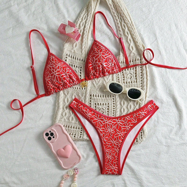 Women Flower-Decorated Bikini Set Mune Fashion