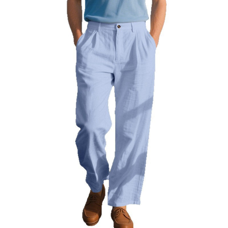 Men's elegant linen trousers with wide leg and pleats Mune Fashion