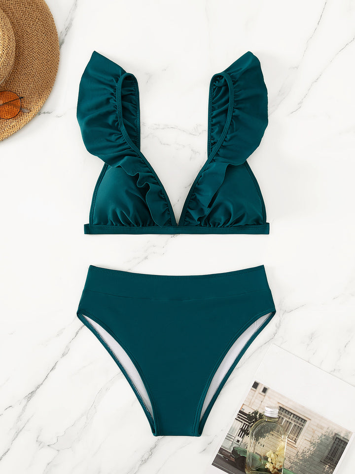 Women's Refined Triangle Bikini Set with Ruffle Details Mune Fashion
