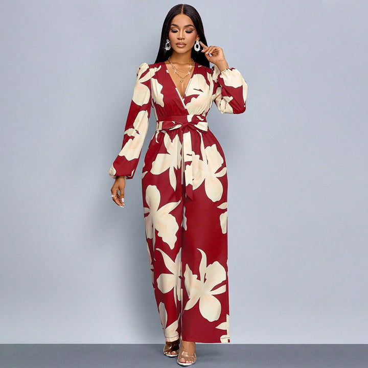 Women Elegant Maxi Dress with Deep V-Neck and Novoline Mune Fashion