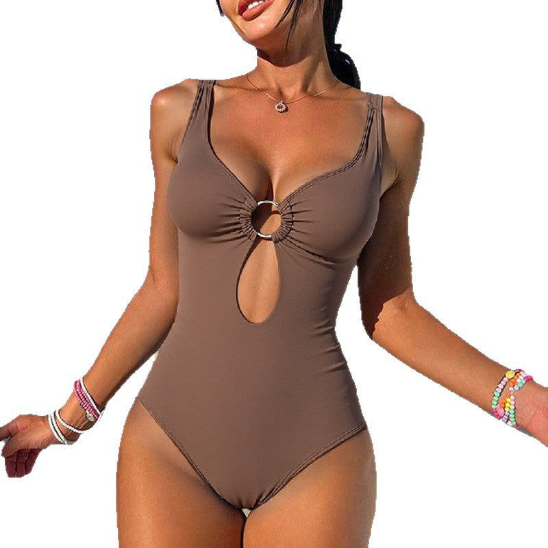 Women's One-Piece Swimsuit with Stylish Ring Detail Mune Fashion
