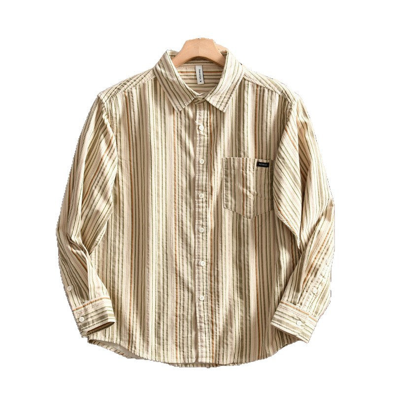 Men's Casual Long Sleeve Shirt with Fine Stripes Mune Fashion