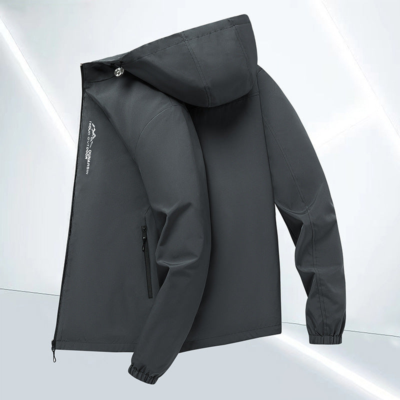 Men's windproof softshell jacket with adjustable hood, water-repellent membrane, and secure zip pockets Mune Fashion