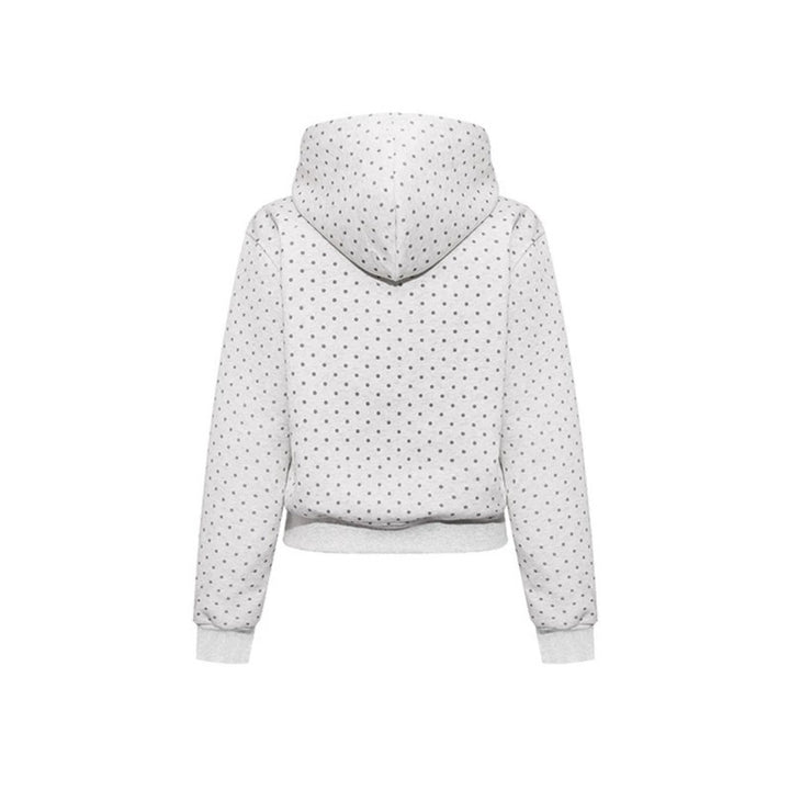 Women's hoodie with polka dot, college print, and ribbed hem Mune Fashion