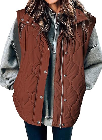 Women's Functional Padded Vest with High Stand-Up Collar, Zipper and Side Pockets Mune Fashion