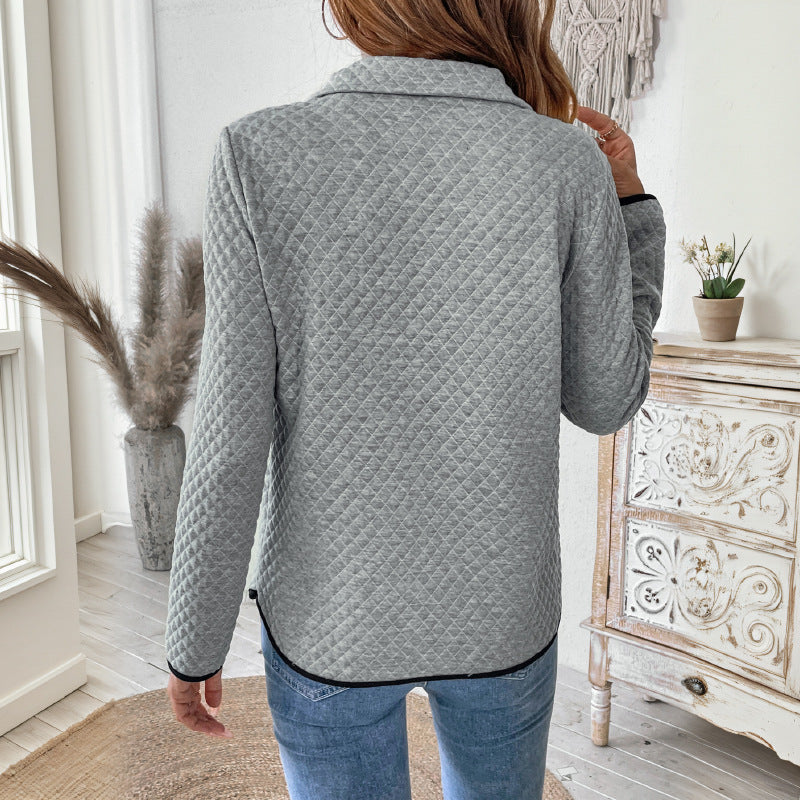 Women's Padded Quilted Pullover with Half-Zip and Kangaroo Pocket Mune Fashion