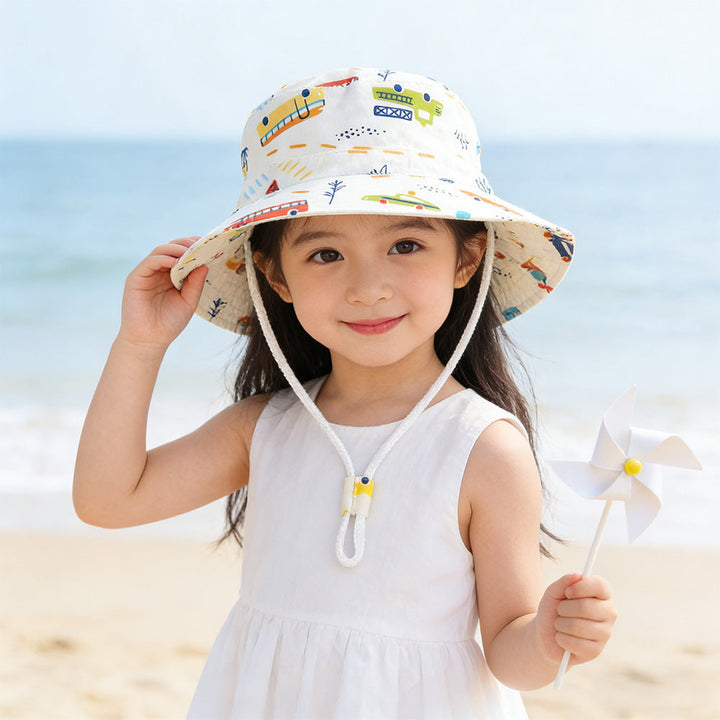 Unisex nan children's sun hat with adjustable chin strap, wide brim and imaginative unicorn print Mune Fashion