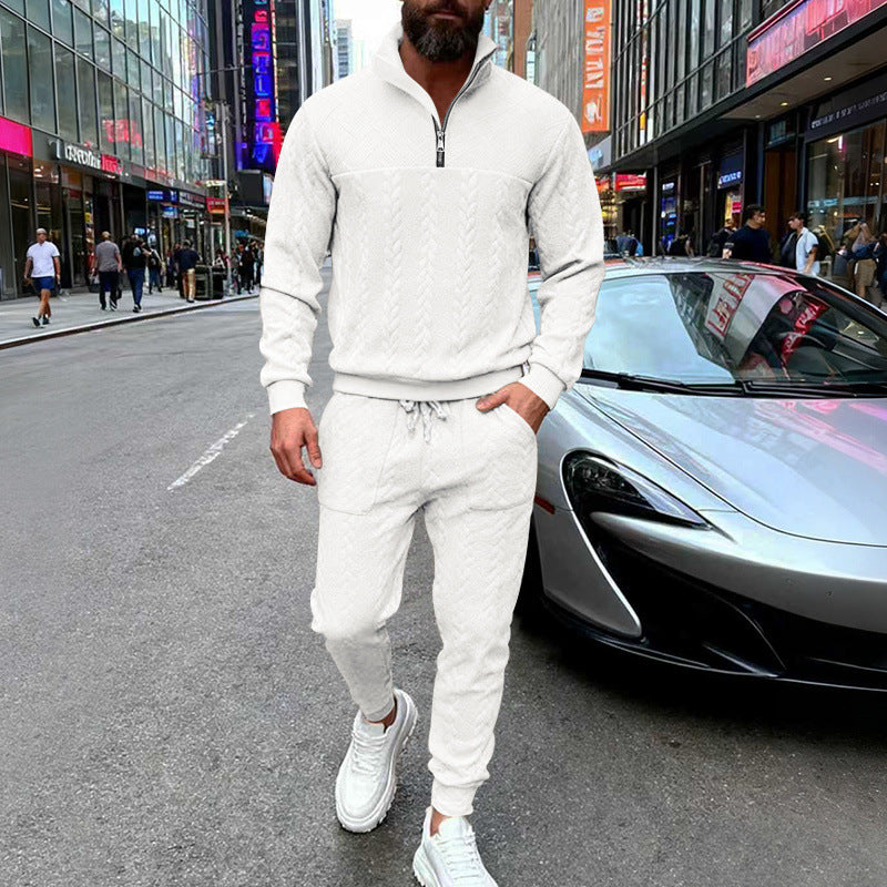 Men's waffle texture half-zip loungewear set with cargo joggers Mune Fashion