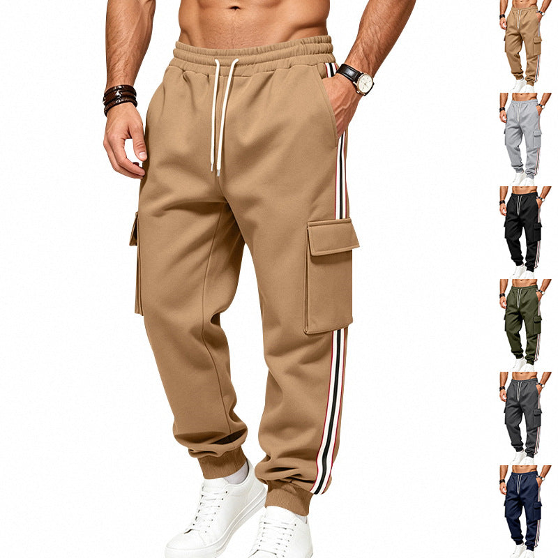 Men's cargo jogging pants with cargo pockets and side contrast stripes Mune Fashion