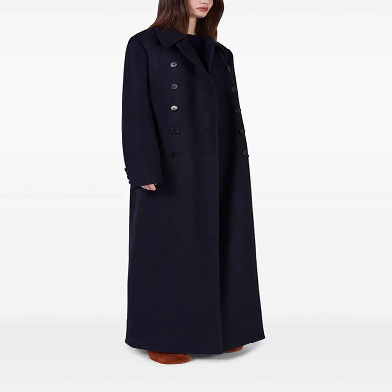 Women’s maximal long double-breasted wool coat with loose oversized fit Mune Fashion