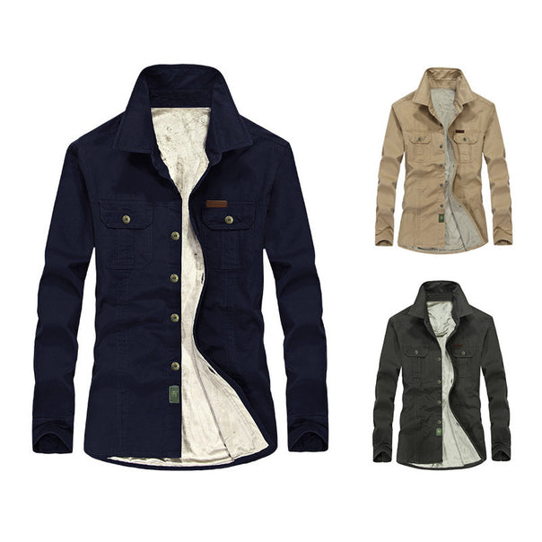 Men's lightly padded canvas worker shirt jacket with chest flap pockets Mune Fashion