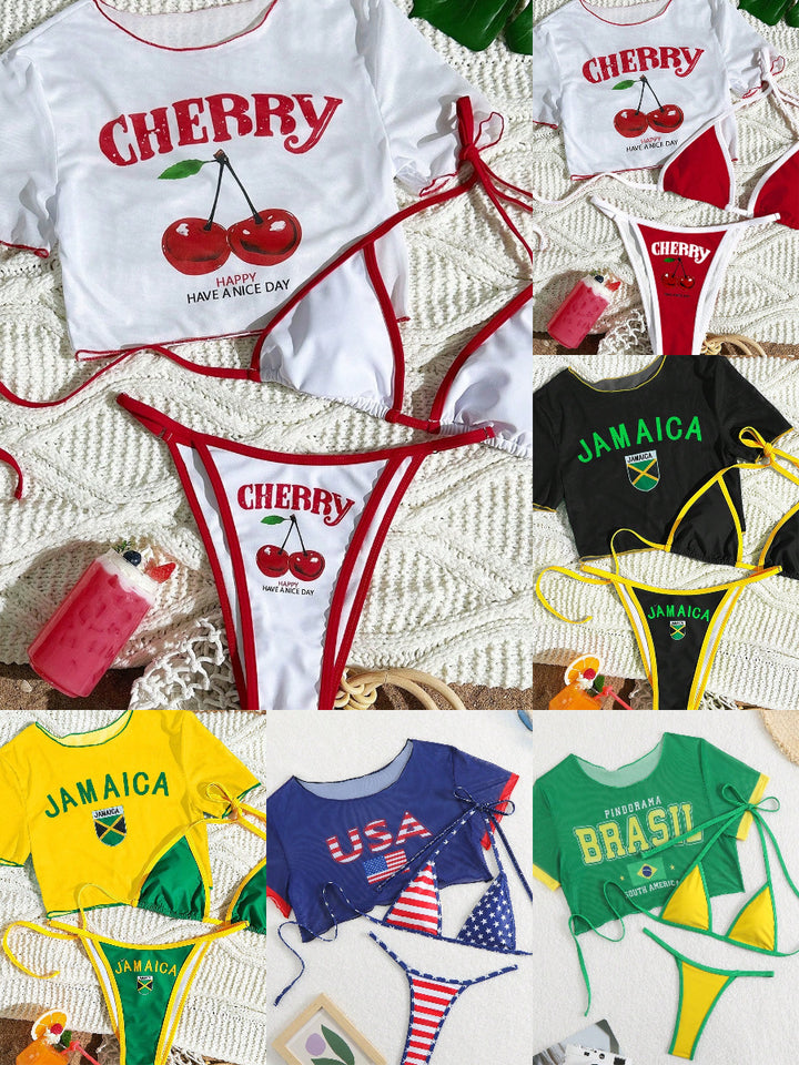 Women's bikini set with creative cherry design Mune Fashion