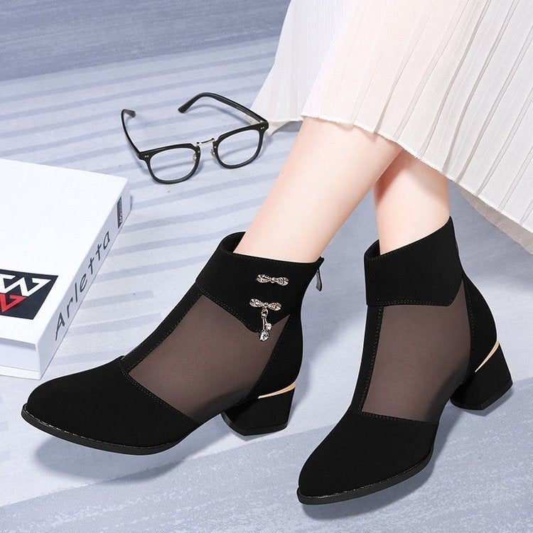 Ladies Elegant Ankle Boots with Mesh Inserts Mune Fashion