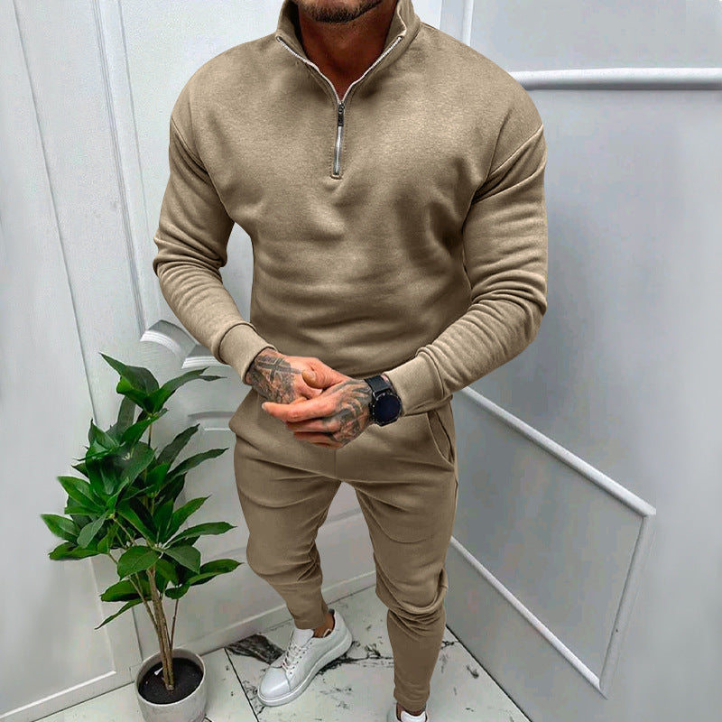 Men's nan athletic lounge set made of French Terry with half-zip stand-up collar and tapered jogging pants Mune Fashion