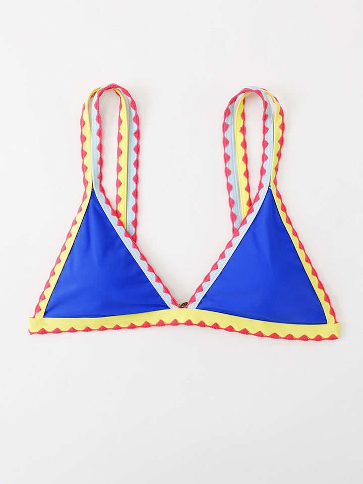 Women's Triangle Bikini with Colorful Lace Band Mune Fashion