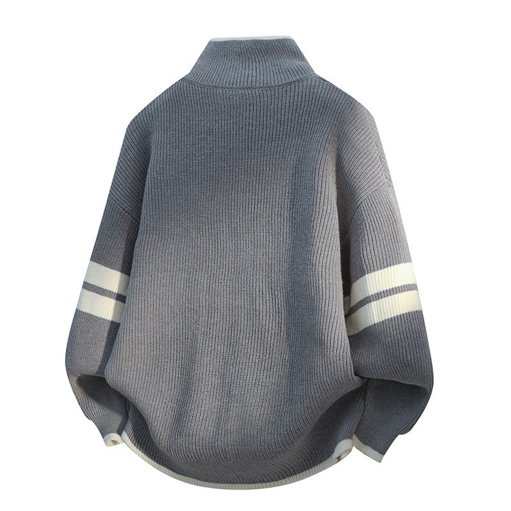 Unisex oversized knitted cardigan with zipper and stand-up collar Mune Fashion